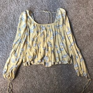 NWT Forever 21 Blouse Printed yellow crop